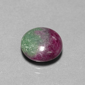 Rubino-Zoisite Multicolore naturale da 7.28 ct, Taglio rotondo, Opaco