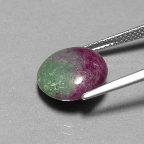 Rubino-Zoisite Multicolore naturale da 7.28 ct, Taglio rotondo, Opaco