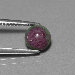 Rubino-zoisite naturale multicolore da 1,33 ct, taglio rotondo, opaco