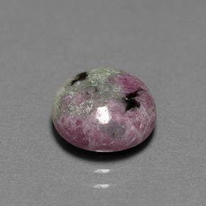Rubino-Zoisite Multicolore naturale da 4.14 ct, Taglio rotondo, Opaco