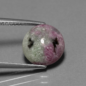 Rubino-Zoisite Multicolore naturale da 4.14 ct, Taglio rotondo, Opaco