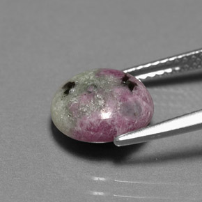 Rubino-Zoisite Multicolore naturale da 4.14 ct, Taglio rotondo, Opaco