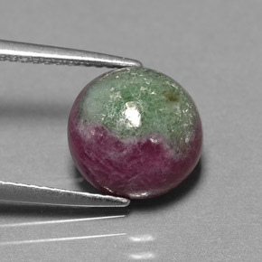 Rubino-Zoisite Multicolore naturale da 4.68 ct, Taglio rotondo, Opaco