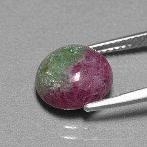 Rubino-Zoisite Multicolore naturale da 4.68 ct, Taglio rotondo, Opaco