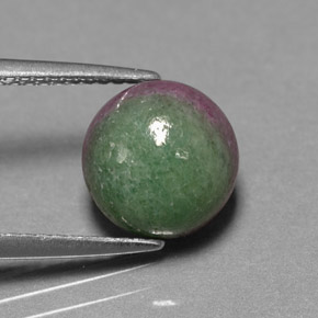 Rubino-zoisite naturale multicolore da 4,85 ct, taglio rotondo, opaco
