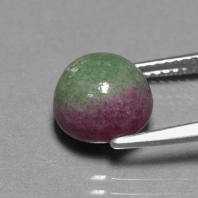 Rubino-zoisite naturale multicolore da 4,85 ct, taglio rotondo, opaco