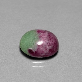 Rubino-zoisite naturale multicolore da 6,08 ct, taglio ovale, opaco