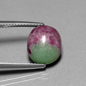 Rubino-zoisite naturale multicolore da 6,08 ct, taglio ovale, opaco