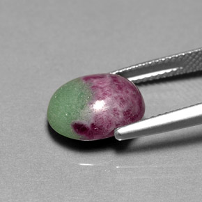 Rubino-zoisite naturale multicolore da 6,08 ct, taglio ovale, opaco