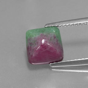 Rubino-zoisite naturale multicolore da 3,22 ct, baguette, opaco