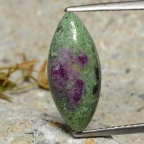 Rubino-zoisite naturale multicolore da 4,34 ct, marchesa, opaco