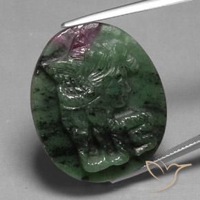 41.05ct Naturale Multicolore Rubino-Zoisite, Ovale, Opaco