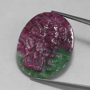 Rubino-zoisite naturale multicolore da 30,46 ct, forma fantasia, opaco