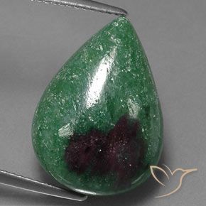 16.04ct Naturale Multicolore Rubino-Zoisite, Forma a pera, Opaco