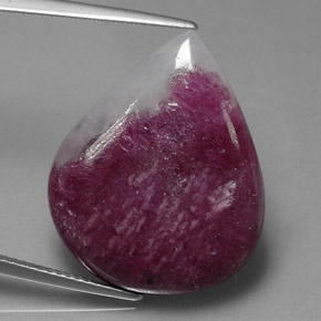 Rubino-zoisite naturale multicolore da 21,21 ct, taglio a pera, opaco