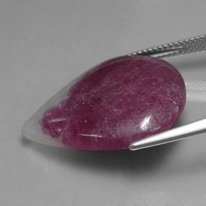 Rubino-zoisite naturale multicolore da 21,21 ct, taglio a pera, opaco