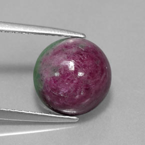 Rubino-zoisite naturale multicolore da 6,11 ct, taglio rotondo, opaco