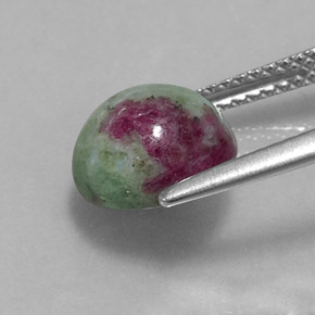 Rubino-zoisite naturale multicolore da 3,91 ct, taglio rotondo, opaco