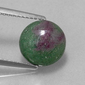 Rubino-zoisite naturale multicolore da 3,56 ct, taglio rotondo, opaco