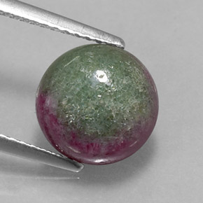 Rubino-zoisite naturale multicolore da 4,73 ct, taglio rotondo, opaco