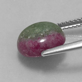 Rubino-zoisite naturale multicolore da 4,73 ct, taglio rotondo, opaco