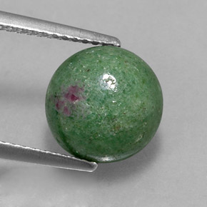 Rubino-zoisite naturale multicolore da 5,13 ct, taglio rotondo, opaco