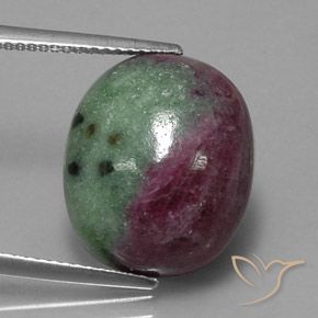 Rubino-zoisite naturale multicolore da 15,00 ct, taglio ovale, opaco
