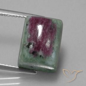 15.55ct Naturale Multicolore Rubino-Zoisite, Taglio a baguette, Opaco