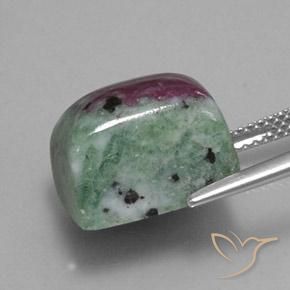 Rubino-Zoisite Multicolore naturale da 15.55 ct, Taglio a baguette, Opaco