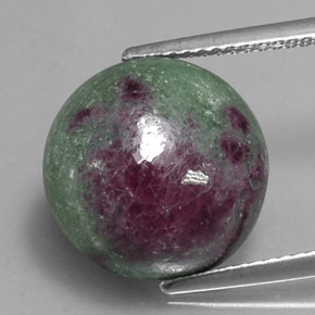 Rubino-zoisite naturale multicolore da 12,41 ct, taglio rotondo, opaco
