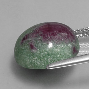 Rubino-zoisite naturale multicolore da 12,41 ct, taglio rotondo, opaco