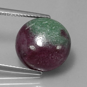 Rubino-zoisite naturale multicolore da 12,48 ct, taglio rotondo, opaco