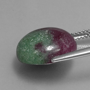 Rubino-zoisite naturale multicolore da 12,48 ct, taglio rotondo, opaco