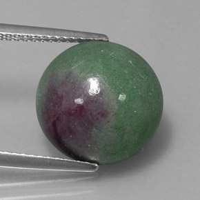 Rubino-zoisite naturale multicolore da 10,33 ct, taglio rotondo, opaco