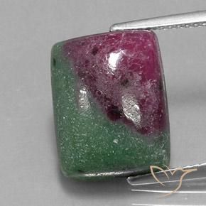12.24ct Naturale Multicolore Rubino-Zoisite, Taglio a baguette, Opaco