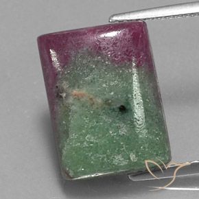 11.43ct Naturale Multicolore Rubino-Zoisite, Taglio a baguette, Opaco