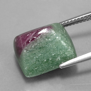 Rubino-zoisite naturale multicolore da 11,45 ct, baguette, opaco
