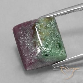 10.64ct Naturale Multicolore Rubino-Zoisite, Taglio a baguette, Opaco