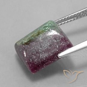 Rubino-Zoisite Multicolore naturale da 10.64 ct, Taglio a baguette, Opaco