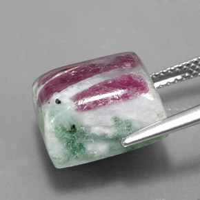 Rubino-zoisite naturale multicolore da 11,84 ct, baguette, opaco