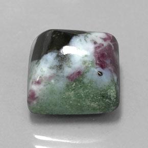 Rubino-zoisite naturale multicolore da 14,96 ct, quadrato, opaco