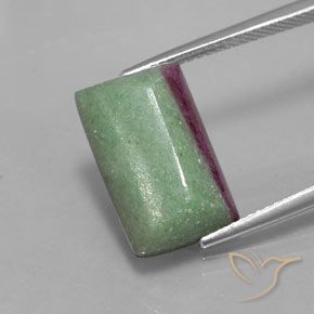 Rubino-Zoisite Multicolore naturale da 12.20 ct, Taglio a baguette, Opaco