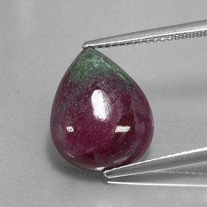 Rubino-zoisite naturale multicolore da 9,65 ct, taglio a pera, opaco
