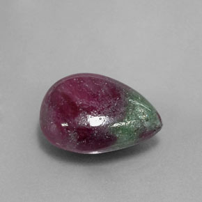 Rubino-zoisite naturale multicolore da 9,65 ct, taglio a pera, opaco