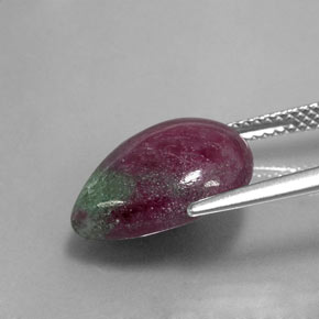 Rubino-zoisite naturale multicolore da 9,65 ct, taglio a pera, opaco