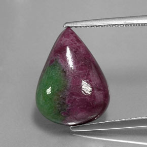 Rubino-zoisite naturale multicolore da 10,24 ct, taglio a pera, opaco