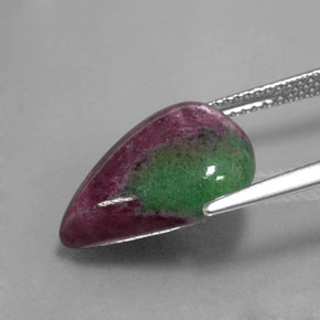 Rubino-zoisite naturale multicolore da 10,24 ct, taglio a pera, opaco