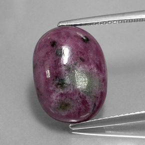 Rubino-zoisite naturale multicolore da 13,33 ct, taglio ovale, opaco