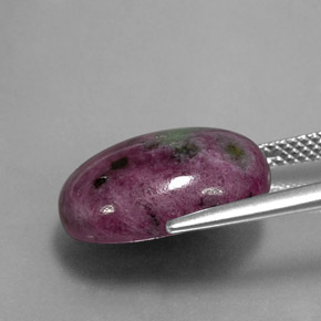 Rubino-zoisite naturale multicolore da 13,33 ct, taglio ovale, opaco