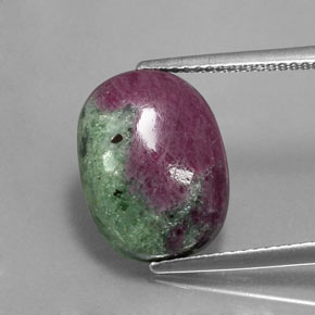 Rubino-zoisite naturale multicolore da 9,17 ct, taglio ovale, opaco